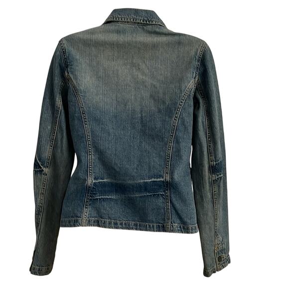 H&M LOGG Women's Denim Jacket Size 6 Distressed Blazer Pockets Utility - Picture 2 of 12